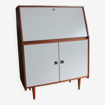 Teak and white formica secretary