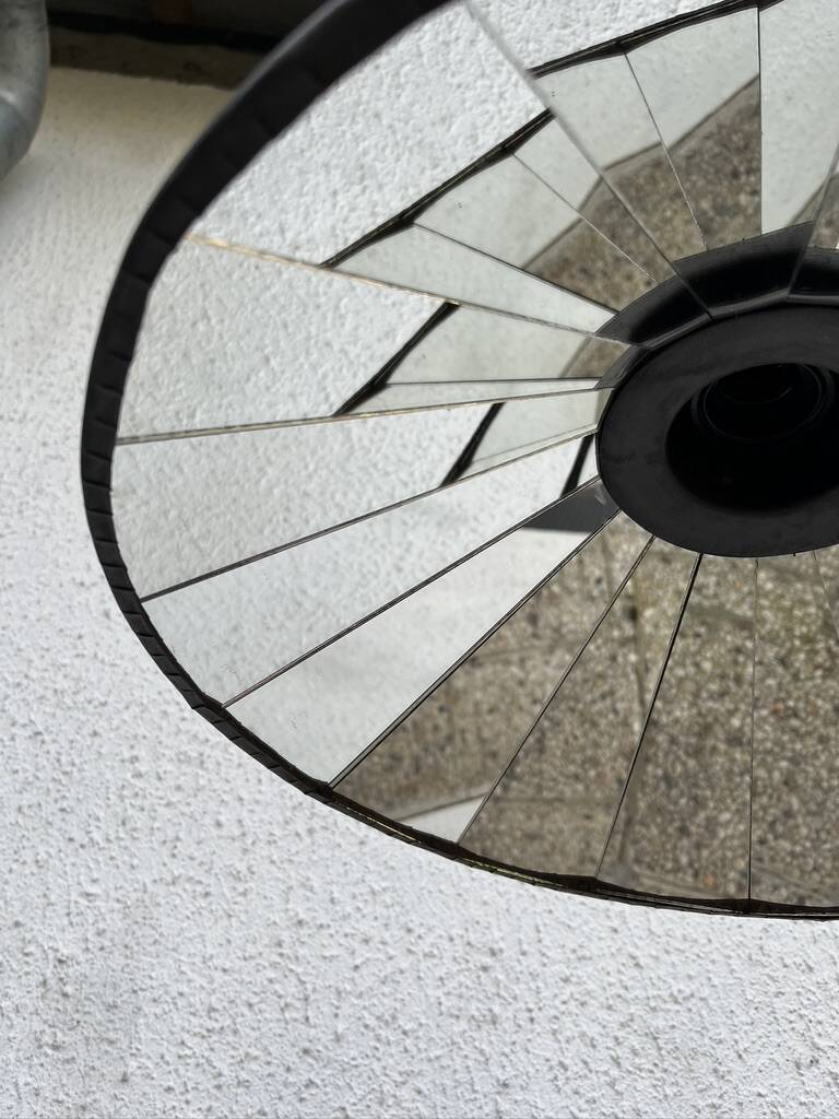 Industrial metal pendant light with mirror