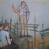 Tableau ancien - Huile sur Toile - Musiciens  d'Orchestre