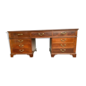 Regency style flat desk in mahogany and mahogany veneer desk box