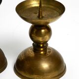 4 rare large heavy Mid Century brass candlesticks from a Bavarian church