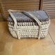 Old Basket Natural Woven Fibre + Wooden Lid Double Handle Wine