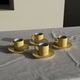 Set of 4 vintage yellow Italian espresso cups and saucers.