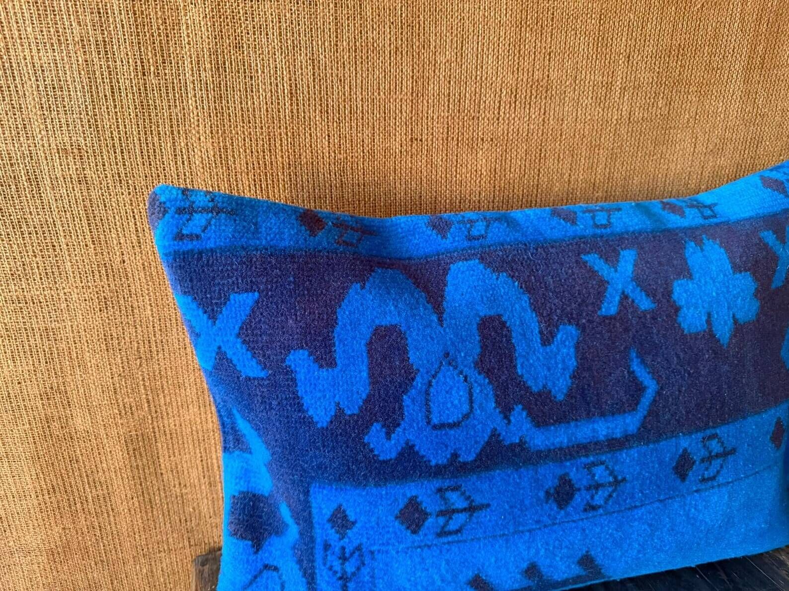 Vintage Turkish Wool Dragon Pillow, Kilim Lumbar Cushion Cover