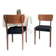Lot de 2 chaises vintage Mid-Century en bois design danois assise noire sty