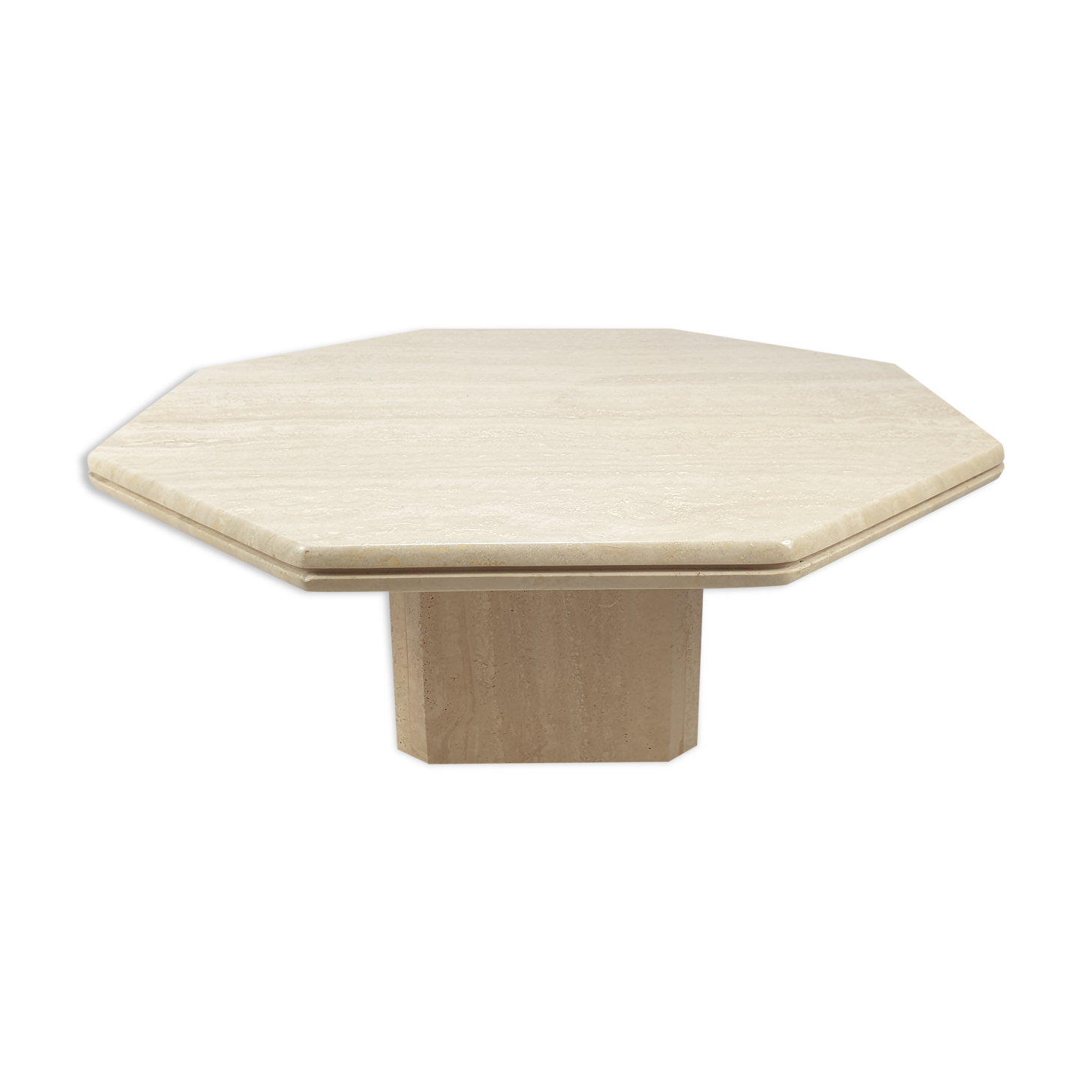 Italian travertine octagon coffee table, 1980