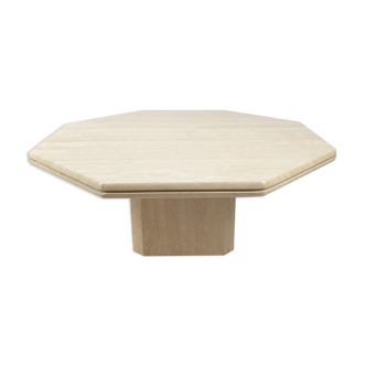 Italian travertine octagon coffee table, 1980