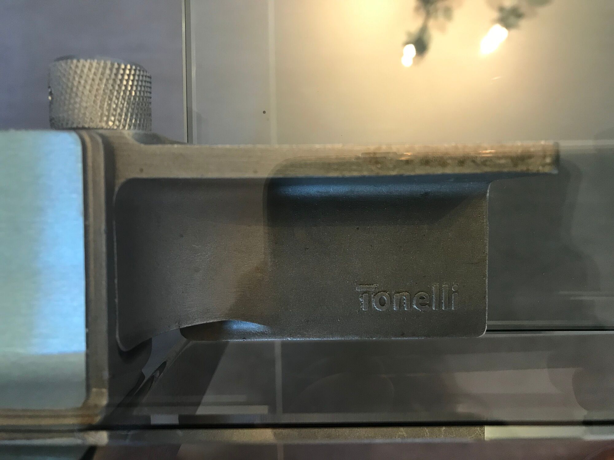 Table Tonelli Design Livingstone base chrome transparent tray 120 x 120