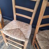 3 chaises paillées vintage, meubles sièges anciens