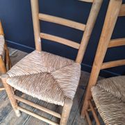 3 vintage straw chairs, antique seating furniture
