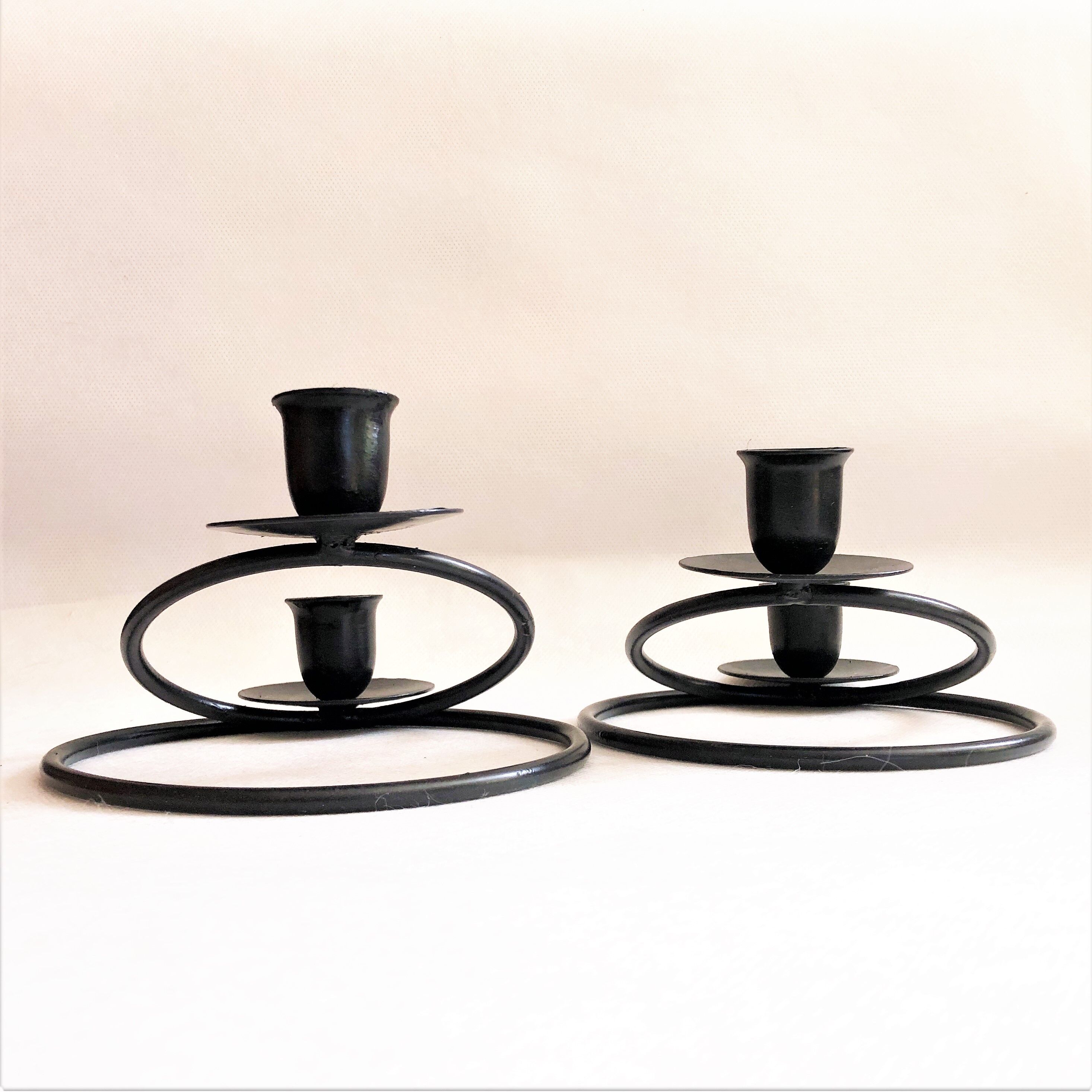 Pair of candlesticks candlesticks black wrought iron