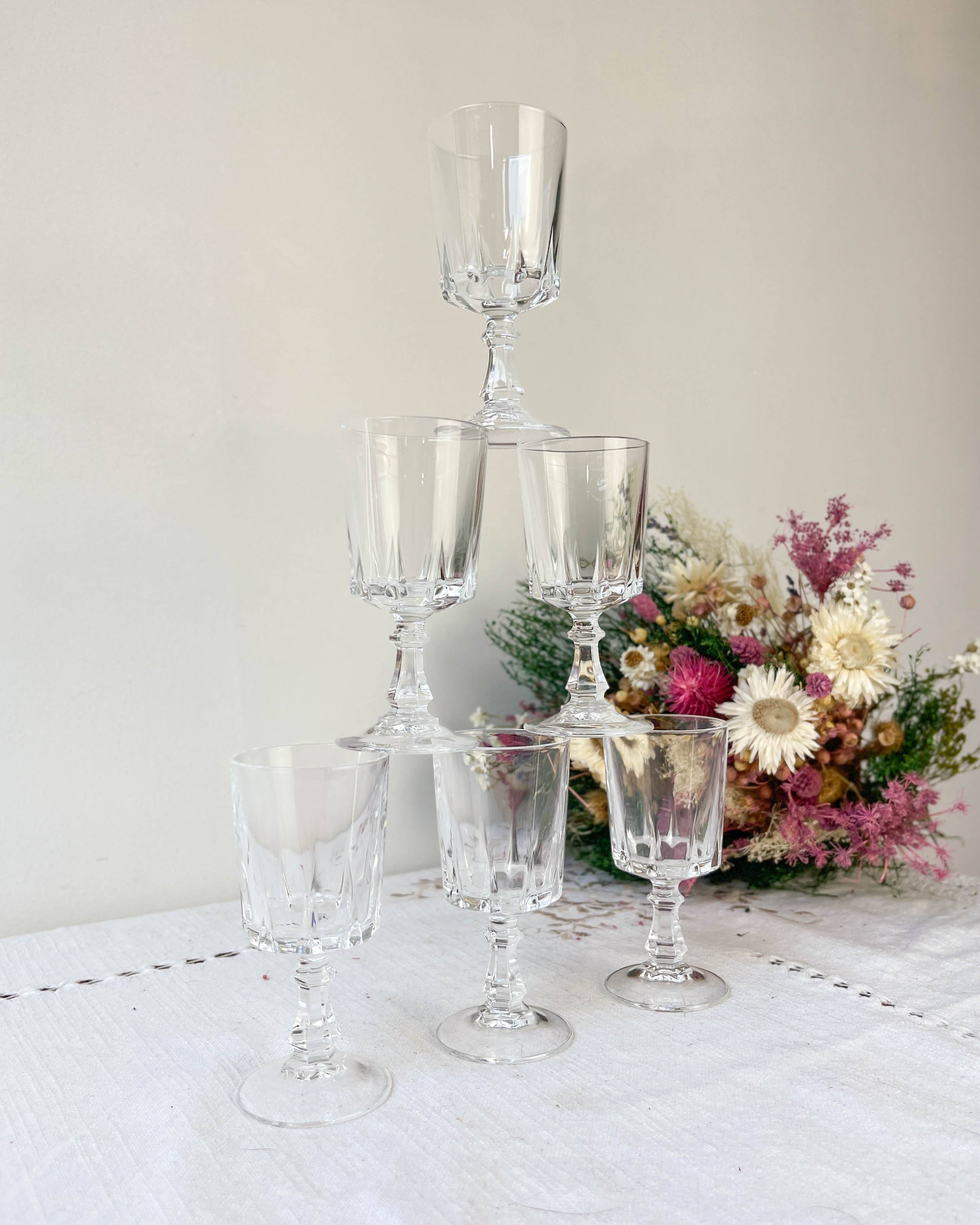 6 Arques crystal water glasses, Louvre model