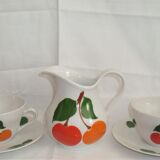 Duo cups and milk pot porcelain bavaria orange and vintage green 70