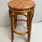 Rattan and bamboo bar and 3 stools from the 60s