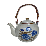 Vintage sandstone teapot wicker handle