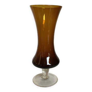 Vase en verre fumé jaune