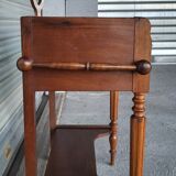 Ancienne table de toilette, coiffeuse en marbre et bois massif