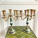 Pair of candlesticks brass and mother-of-pearl candlesticks