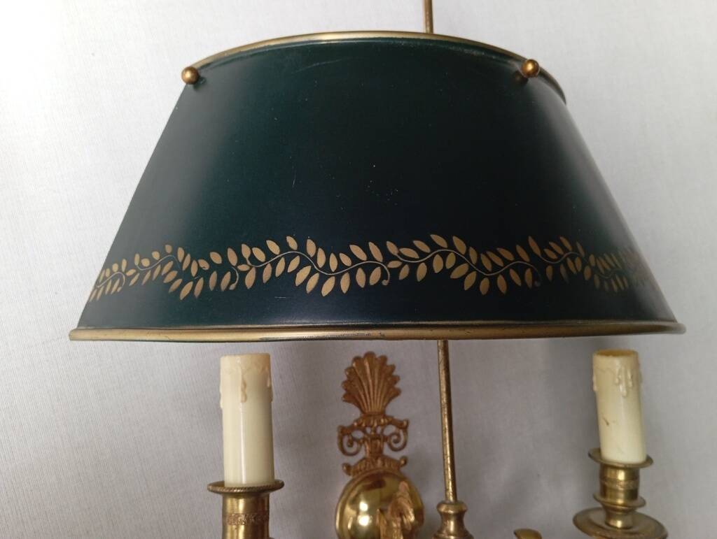 Pair of bronze and sheet metal hot water bottle wall lights