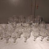 Verres anciens gravés - 6 eau - 6 vin - 6 apéritif