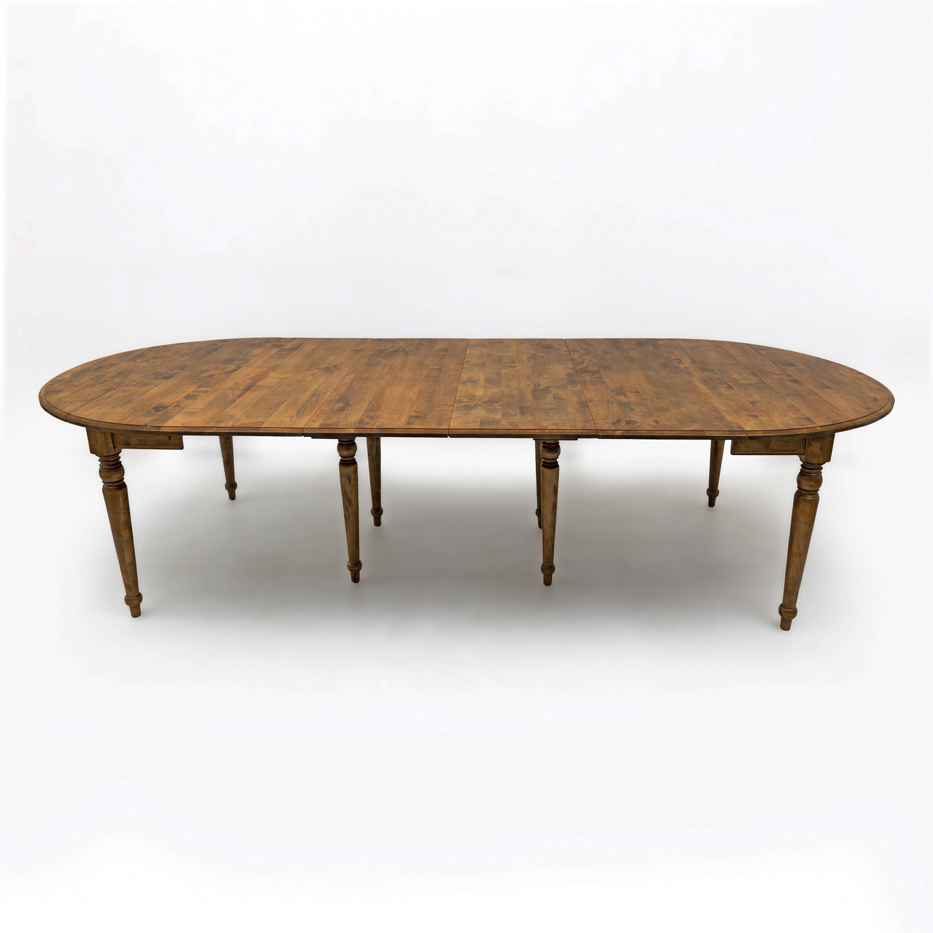 19th Century Tuscan Elm Extendable Round Dining Table with Five Leaves