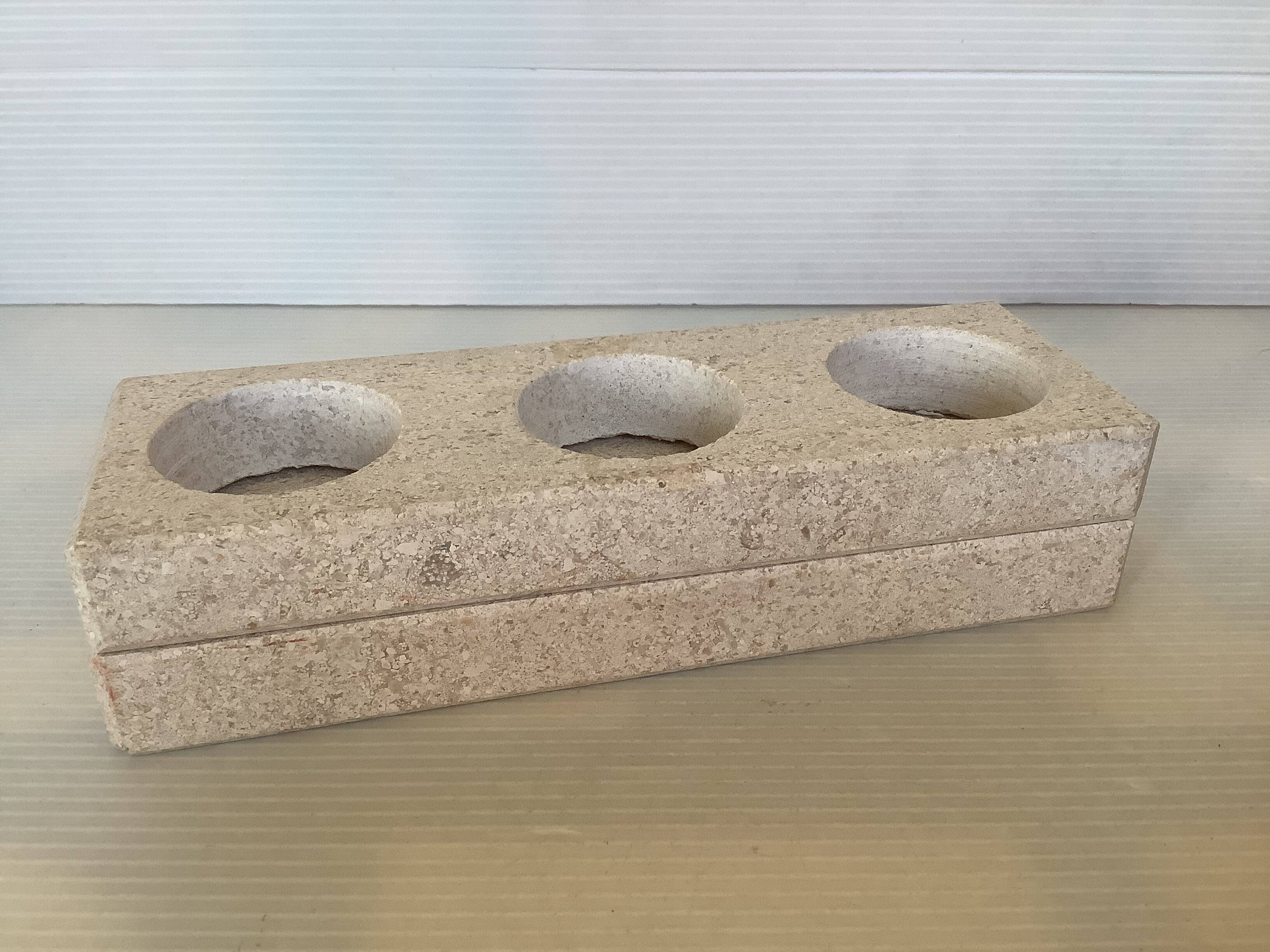 Travertine candle holder