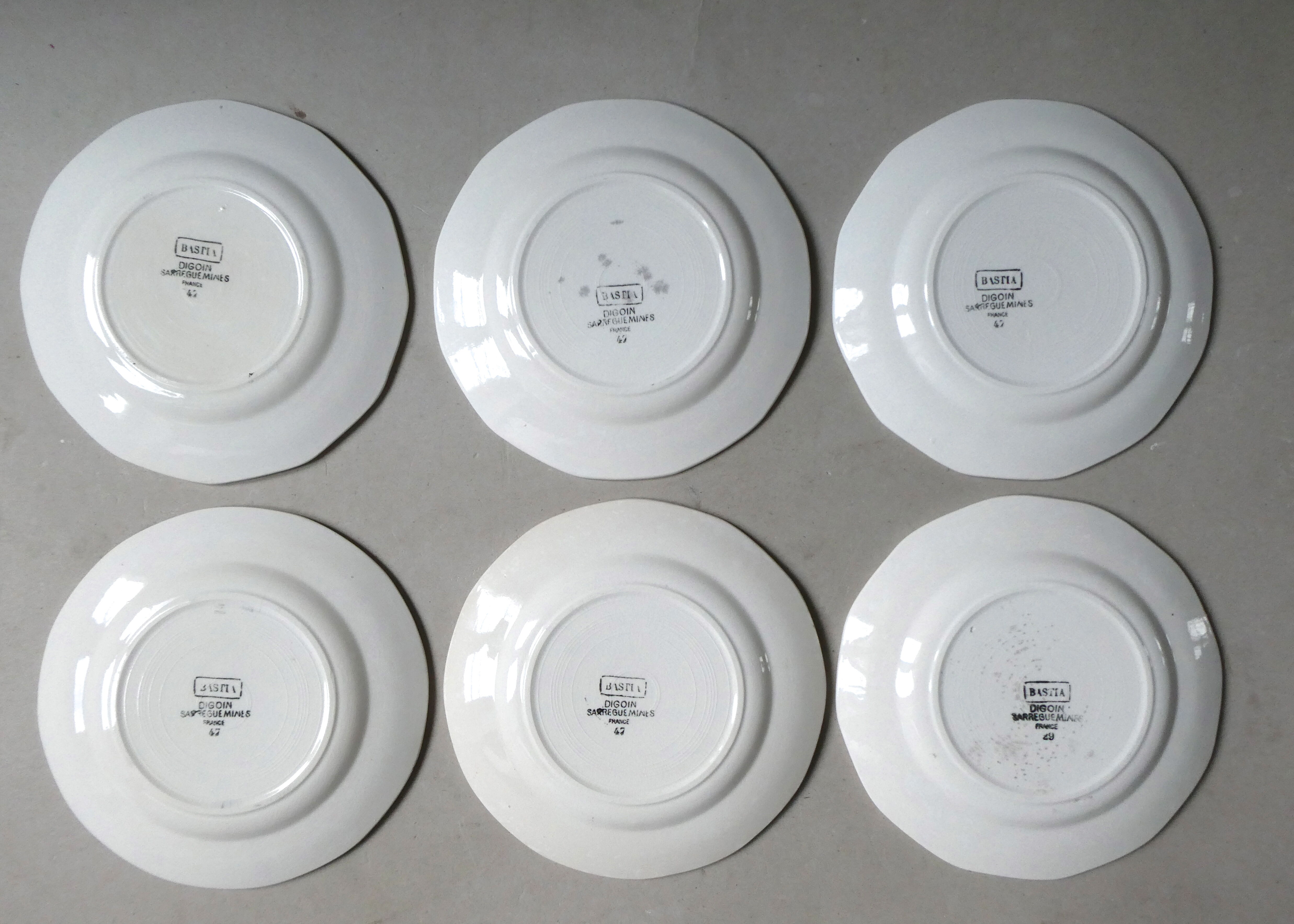 Set of 6 dessert plates Digoin Sarreguemines, Bastia model