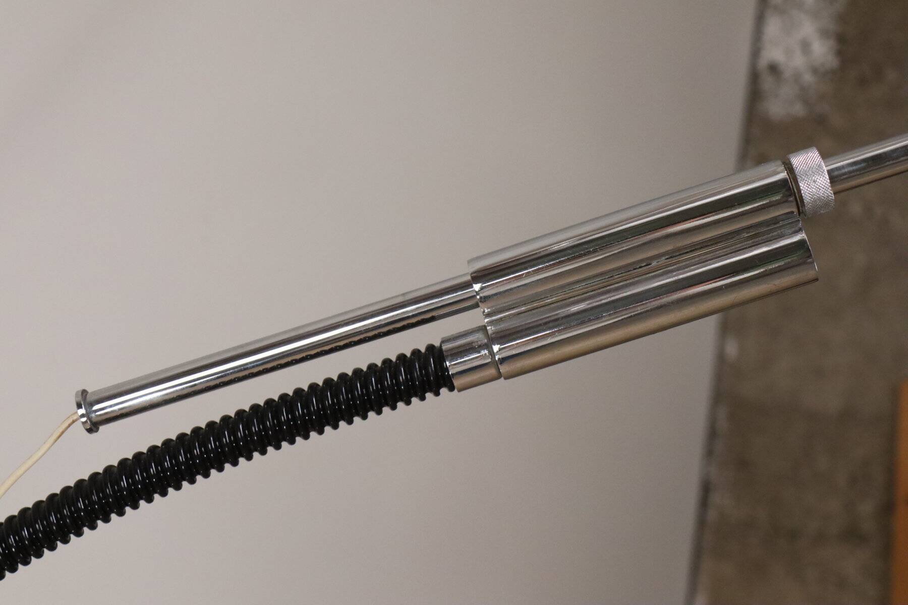 Vintage arc floor lamp with a chrome metal balance, 1970.