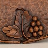Carved wooden fruit basket or basket, 19th century, grape clusters and vine leaves