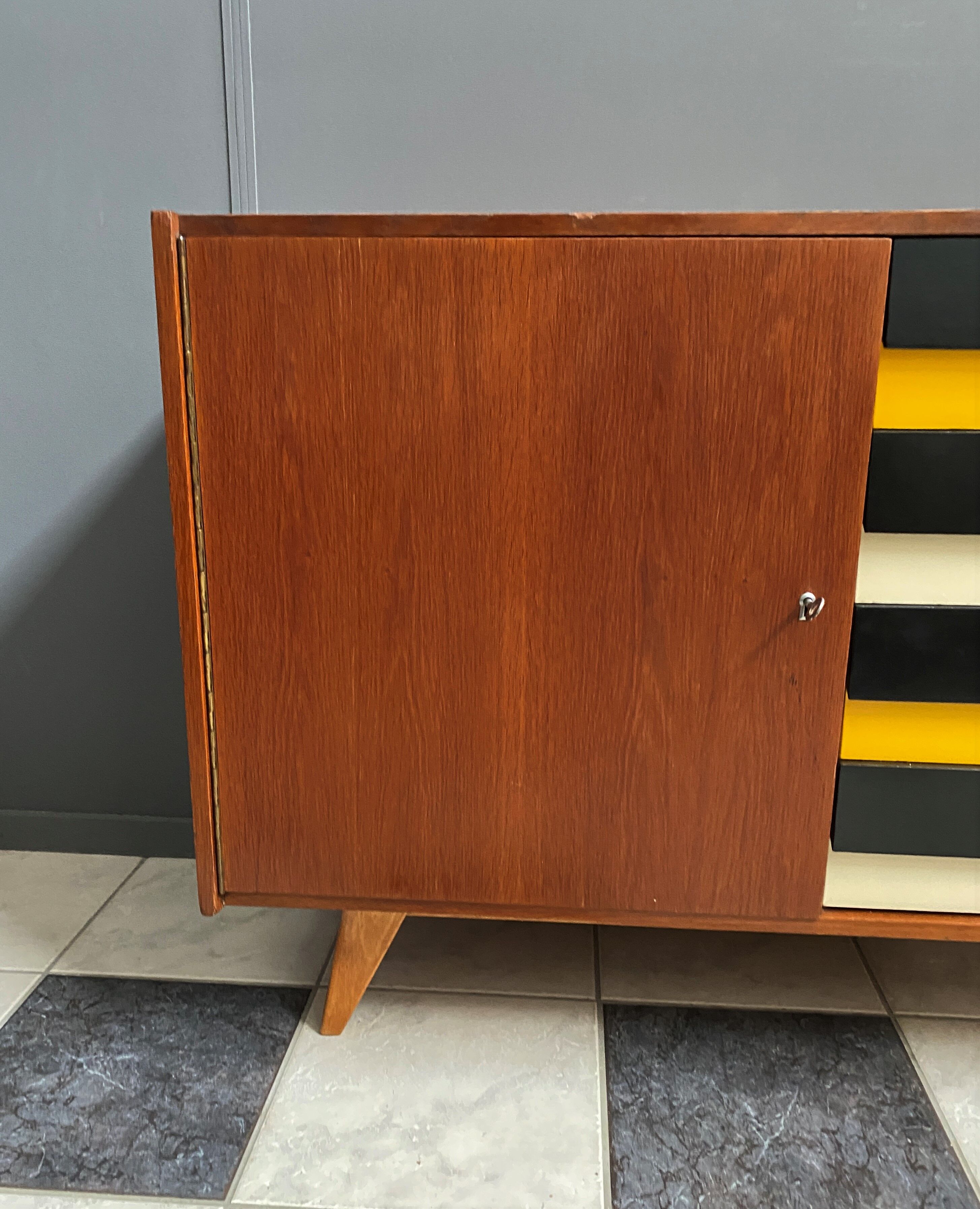 Jiri Jiroutek Yellow sideboard model U458 by Interier Praha 1960s