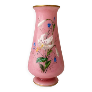 Ancien vase en opaline - floral