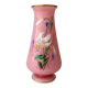 Antique pink opaline vase with floral decoration.