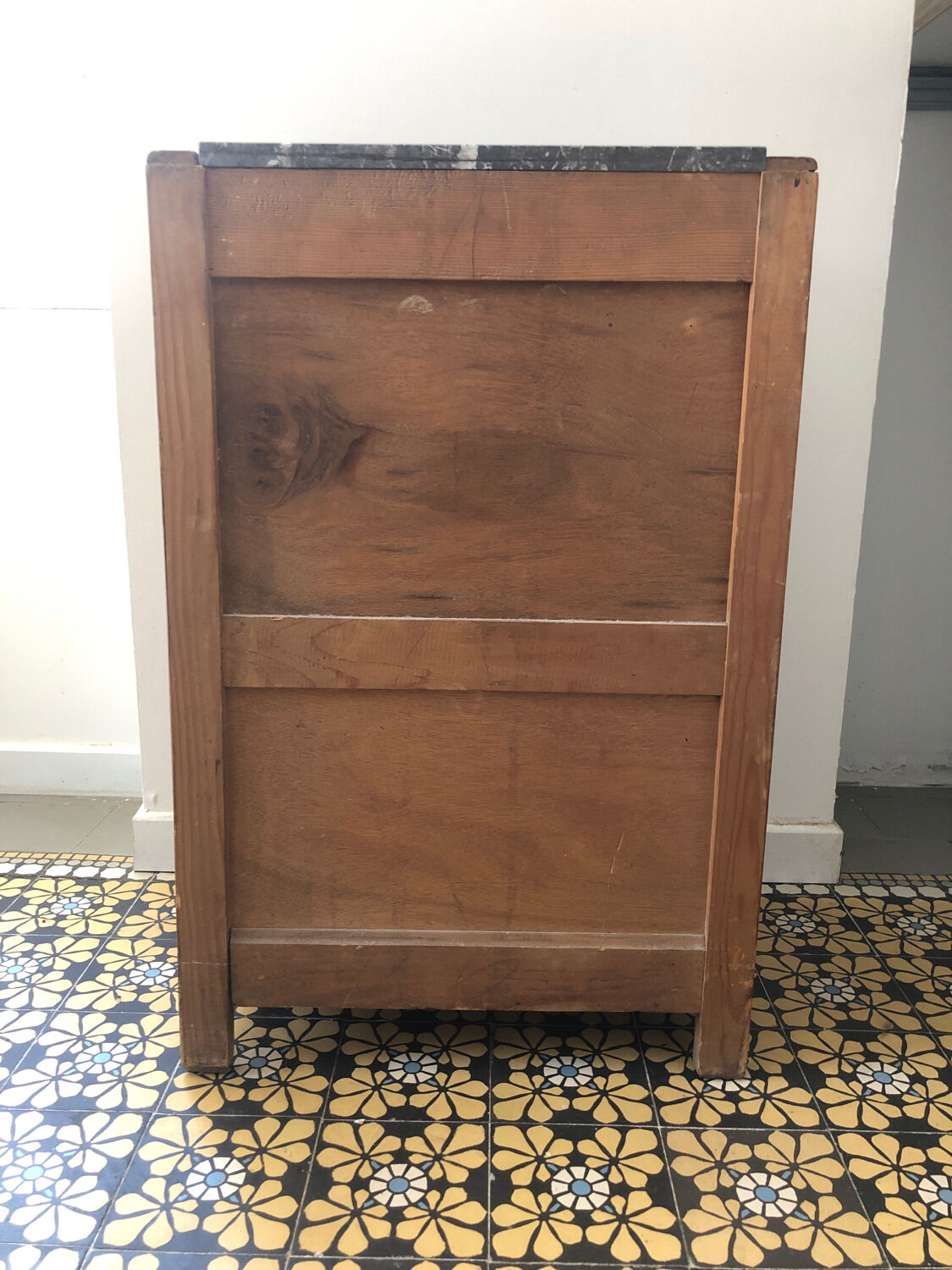 Bedside table wood & marble