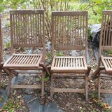4 teak comb chairs