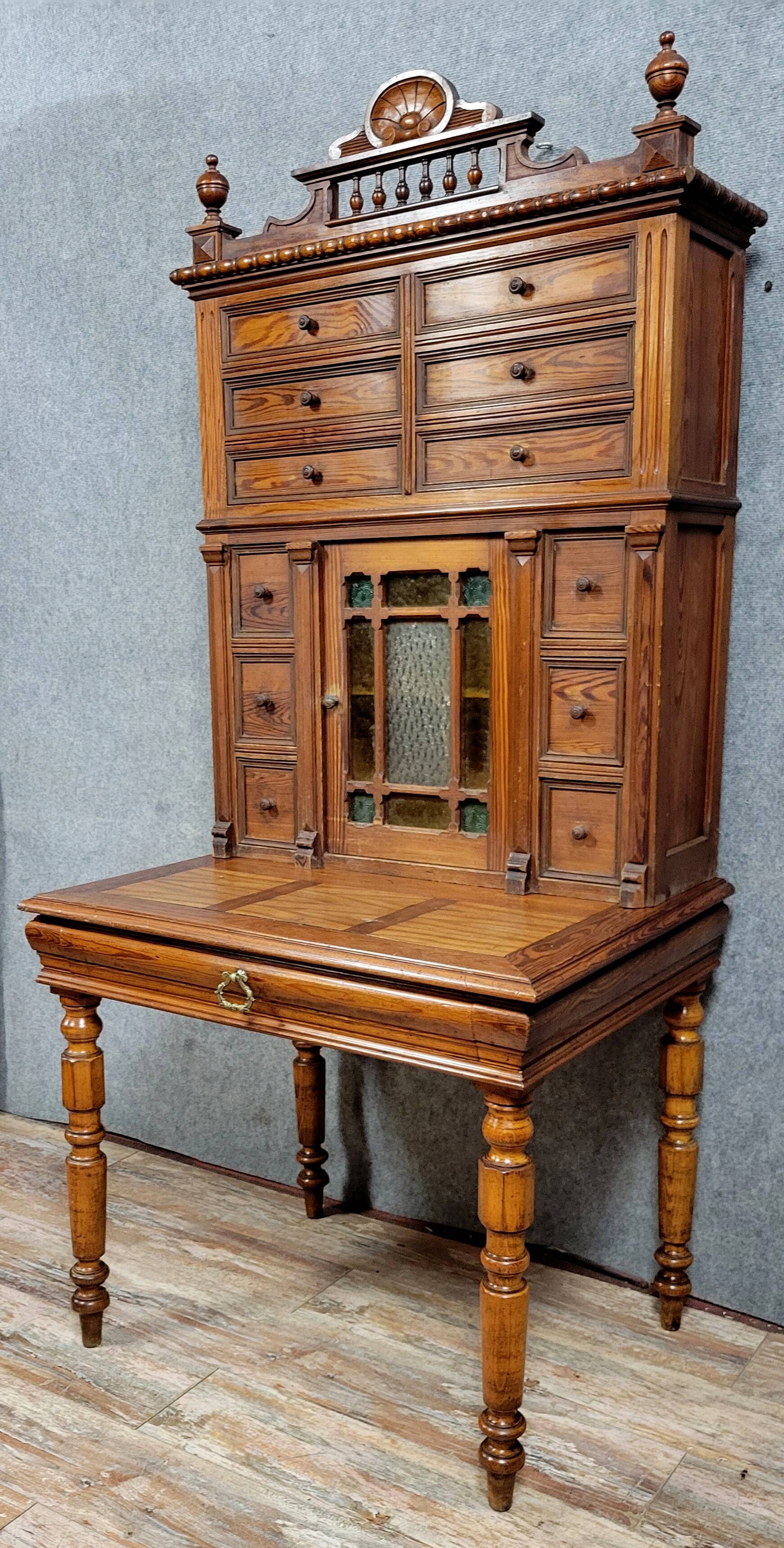 Napoleon III period tiered happiness of the day desk in pine circa 1880
