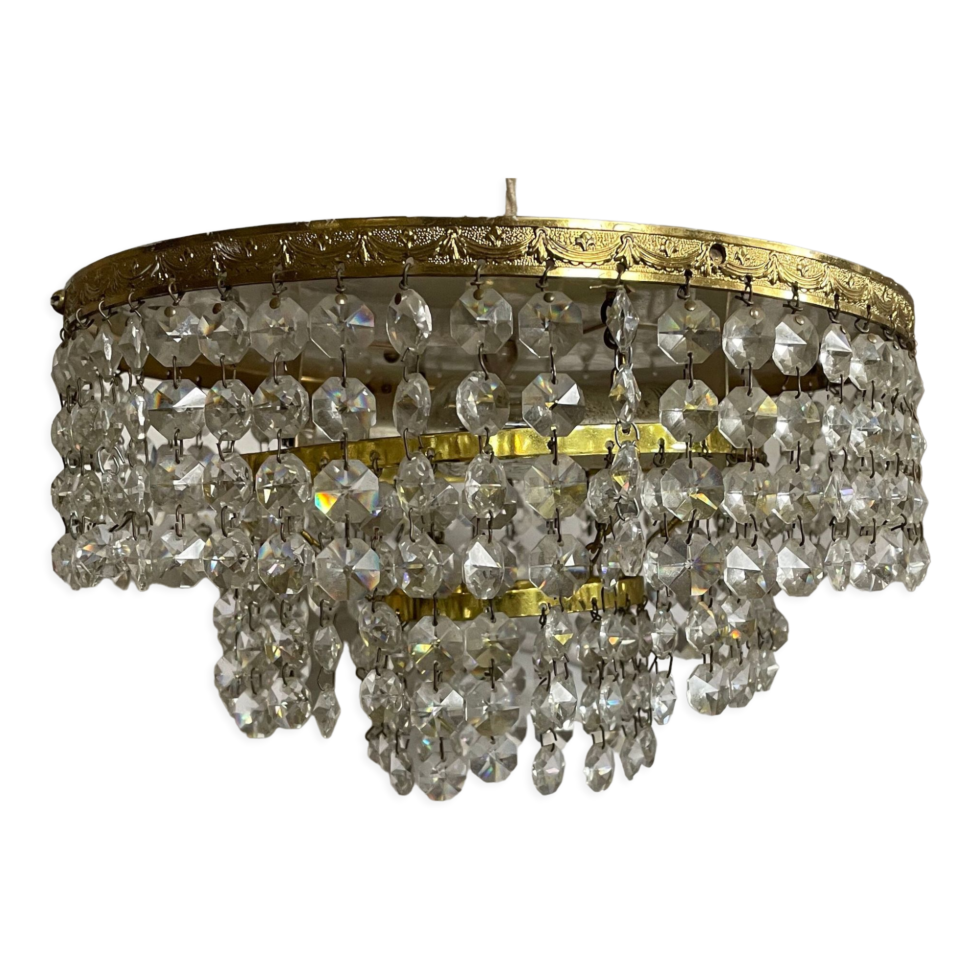 Ceiling lamp crown brass with vintage tassels