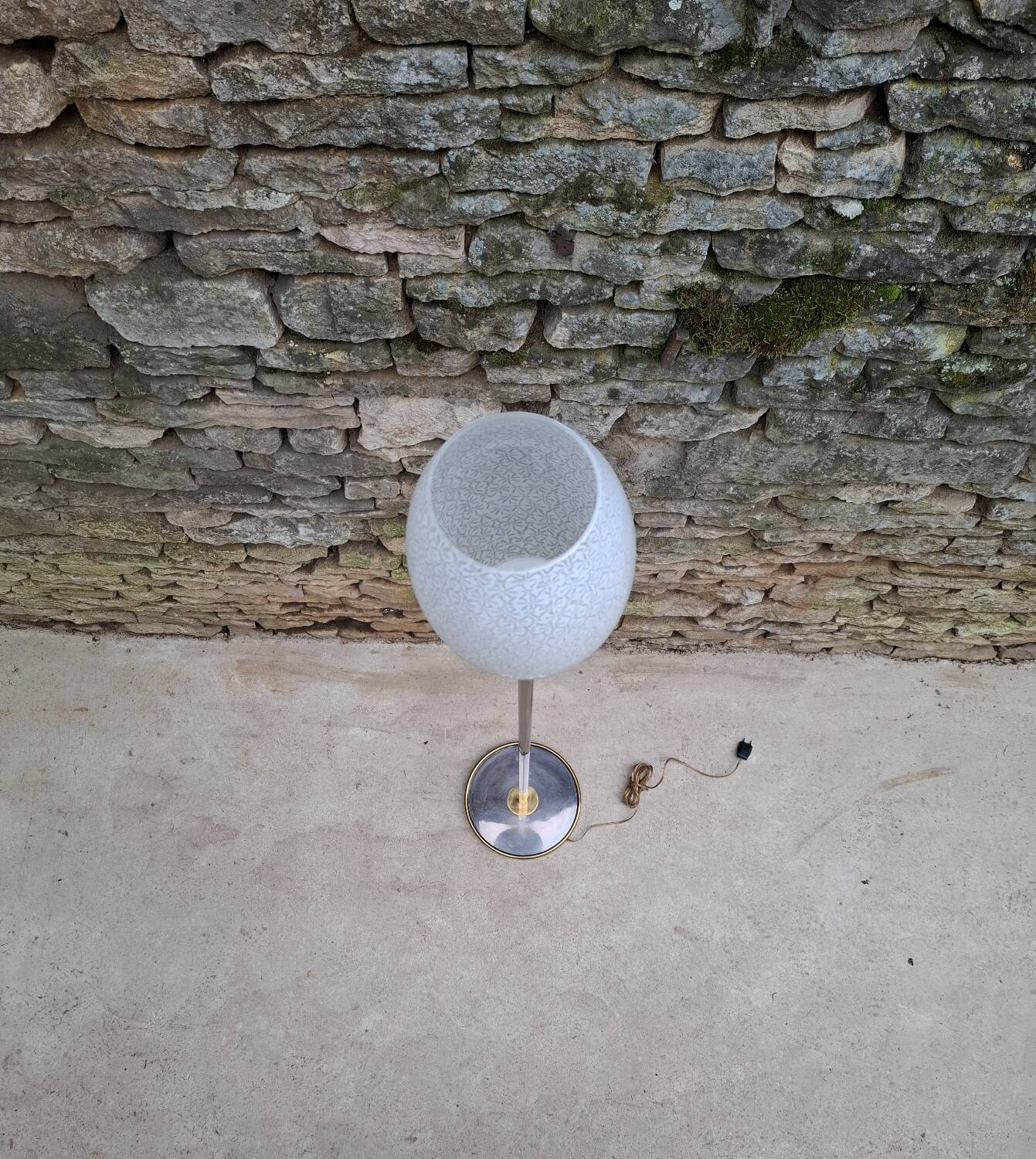 Chrome and brass floor lamp