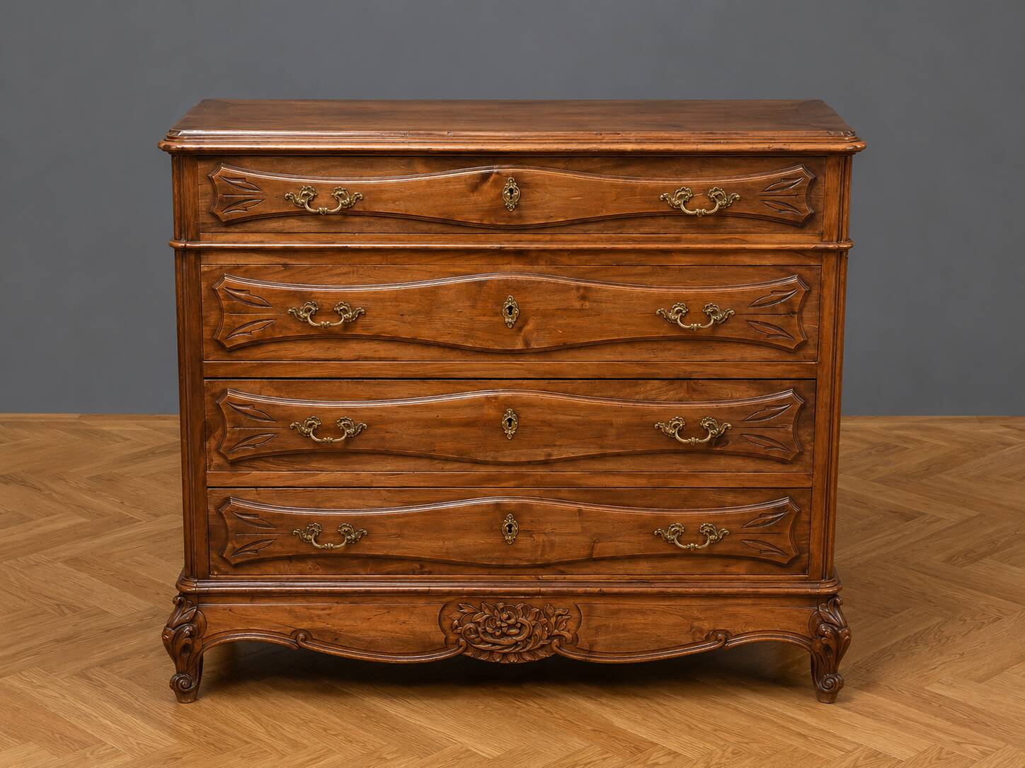 Provençal commode in walnut – Red marble top - late 19th century