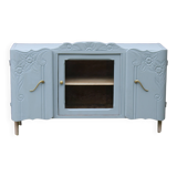 Renovated vintage low sideboard - Unique piece of furniture with floral moldings