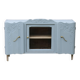 Renovated vintage low sideboard - Unique piece of furniture with floral moldings