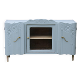 Renovated vintage low sideboard - Unique piece of furniture with floral moldings