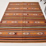 6x8 Red Blue Striped Vintage Kilim Rug  173x243Cm SK 33439
