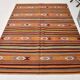 6x8 Red Blue Striped Vintage Kilim Rug  173x243Cm SK 33439
