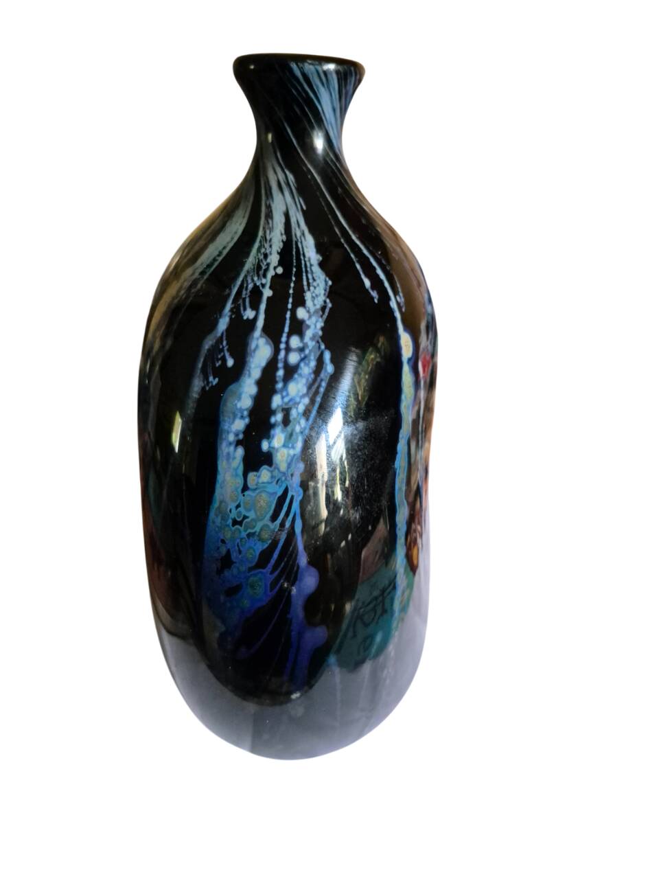 vase oblong larochére noire et bleu avec  XX siècle