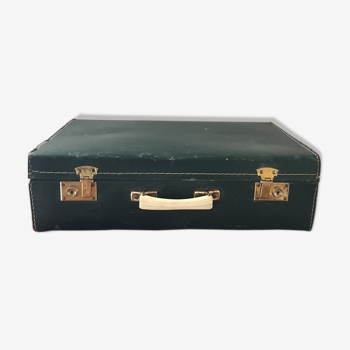 Valise verte vintage au vert sapin