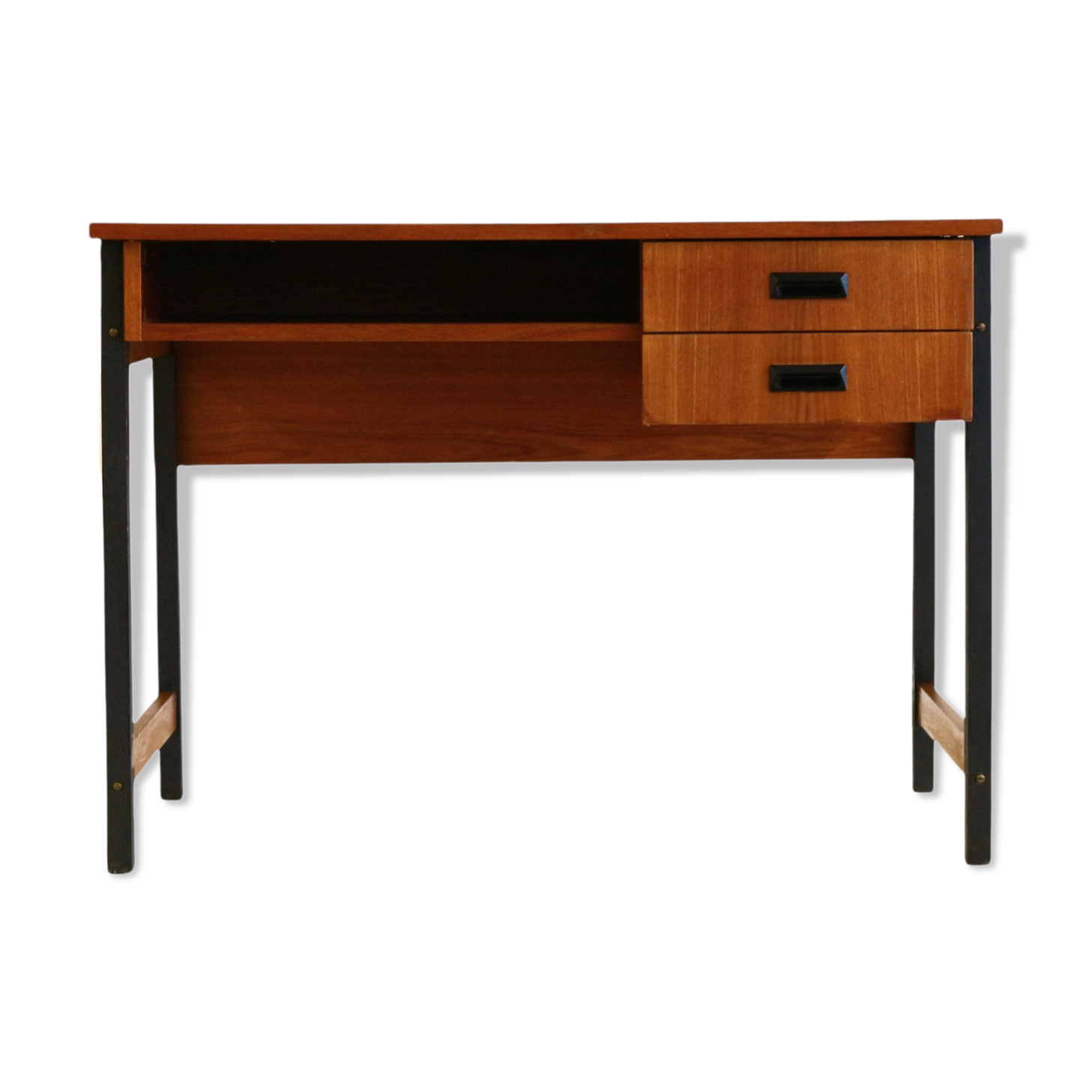 Vintage teak desk with 2 drawers made in the 60s