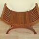 Solid Wood Curule Stool Vintage French Curved Slatted Seat Mid Century