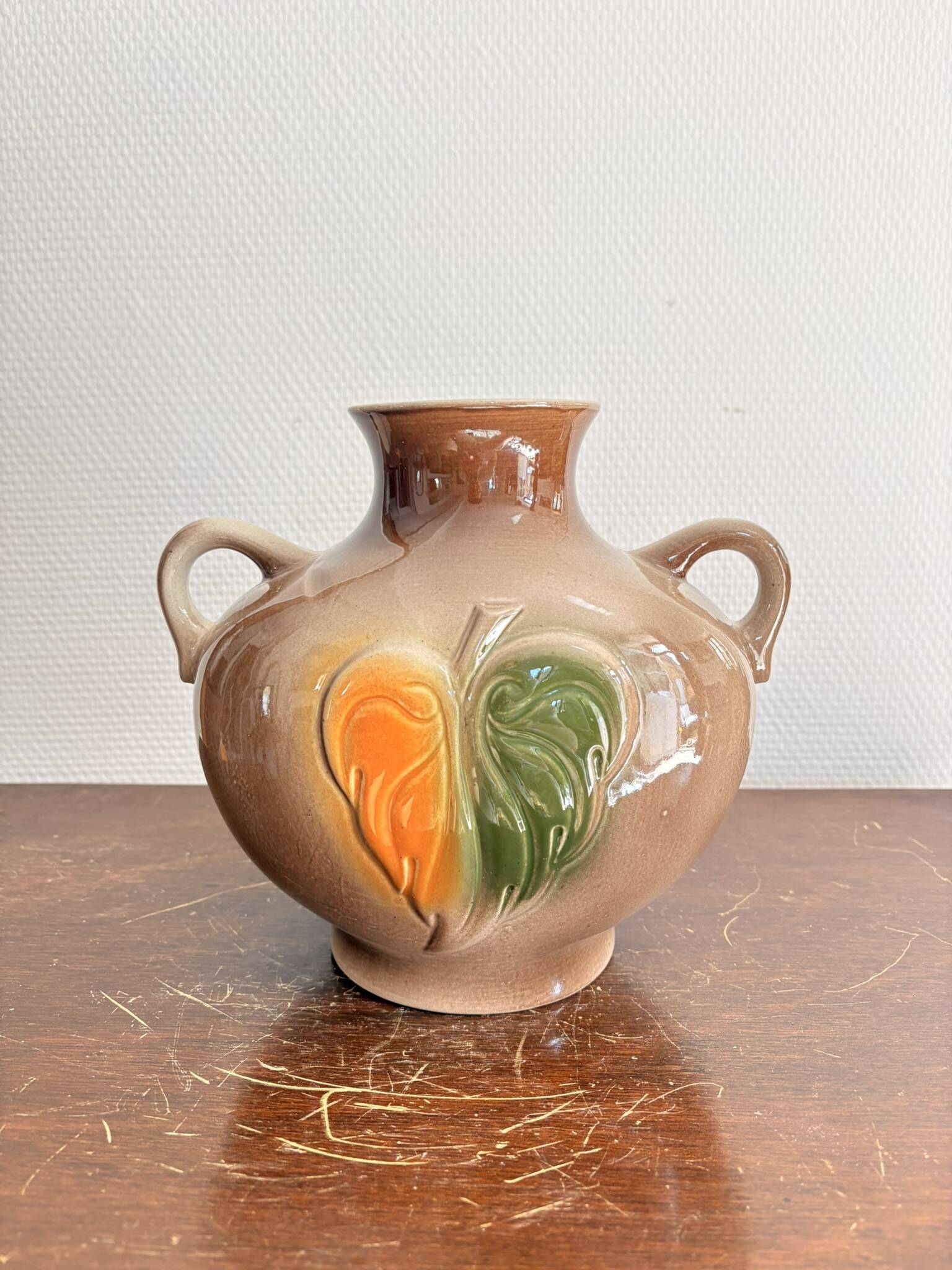 Vintage USSR Soviet Ceramic Amphora Handle Vase