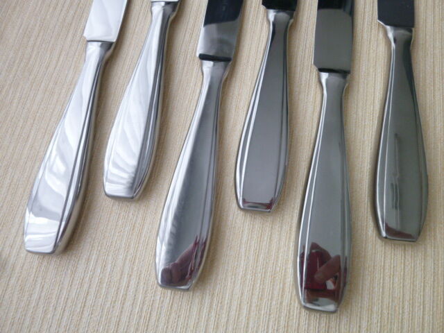 Box of 6 vintage monocoque stainless steel table knives