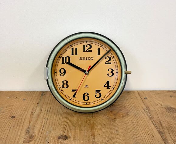 Vintage green seiko navy wall clock, 1970s | Selency